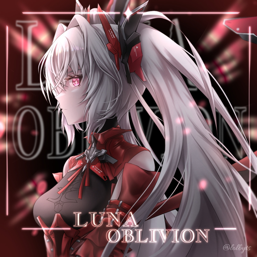 1girl, artist_name, black_bodysuit, bodysuit, character_name, cross-shaped_pupils, detached_sleeves, from_side