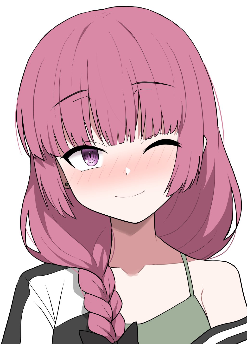 1girl, black_bow, blush, bocchi_the_rock!, bow, braid, closed_mouth, collarbone