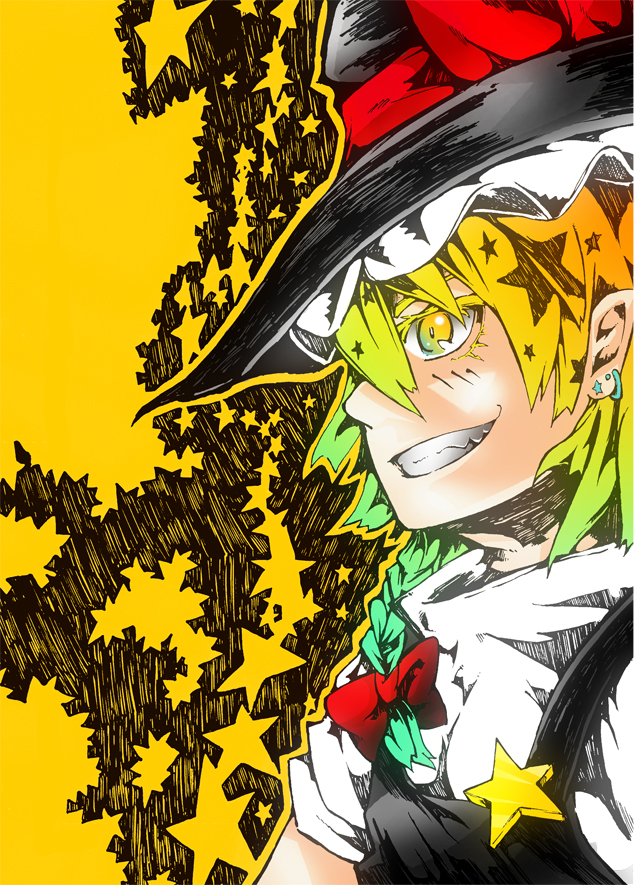 grin, kirisame_marisa, nakamakikun, smile, solo, touhou