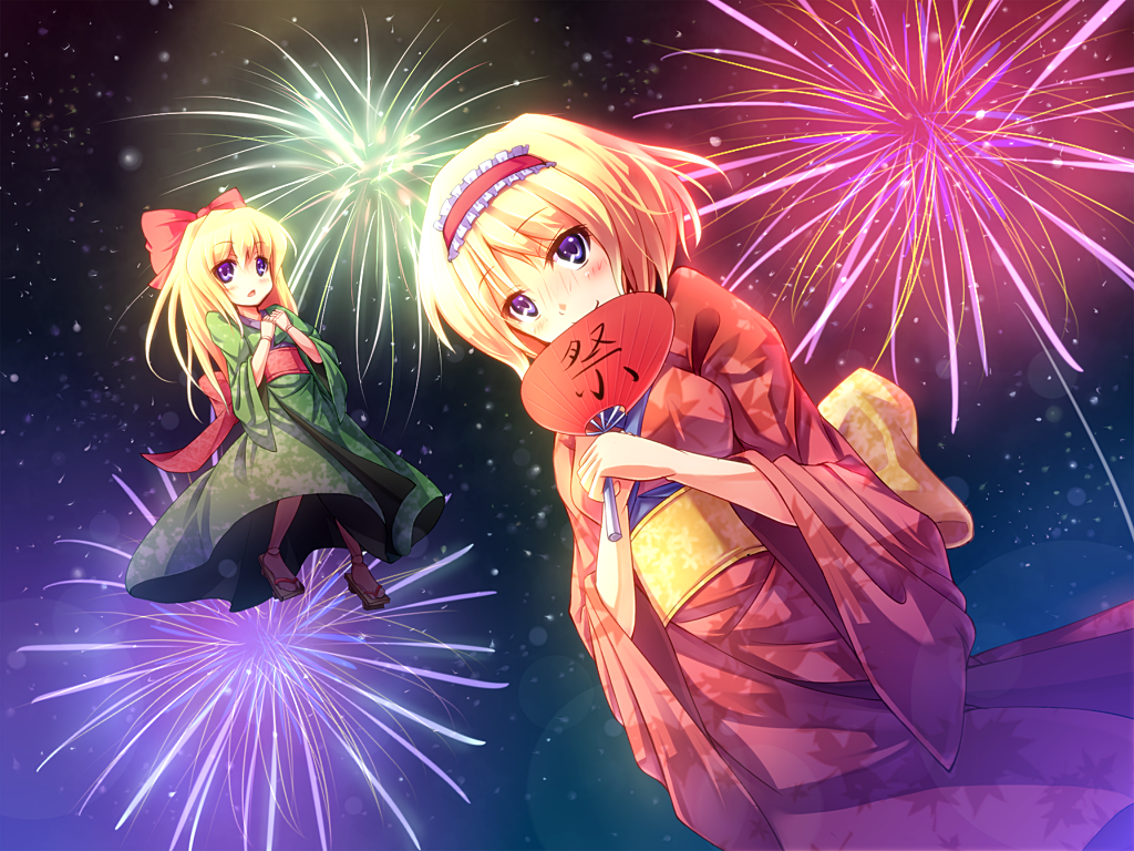 alice_margatroid, blonde_hair, blue_eyes, blush, bow, doll, doll_joints, fan