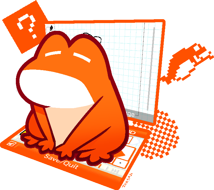?, animal_focus, closed_eyes, english_text, flipnote_studio, frog, handheld_game_console, inksaji