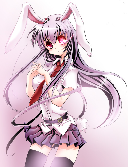 bunny_ears, bunny_tail, glowing, glowing_eyes, rabbit_ears, reisen_udongein_inaba, sakayaki_yuuya, solo