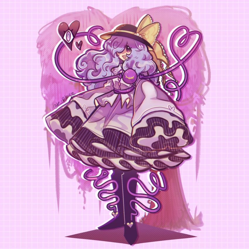 1girl, :d, absurdres, black_footwear, bow, commentary, english_commentary, full_body