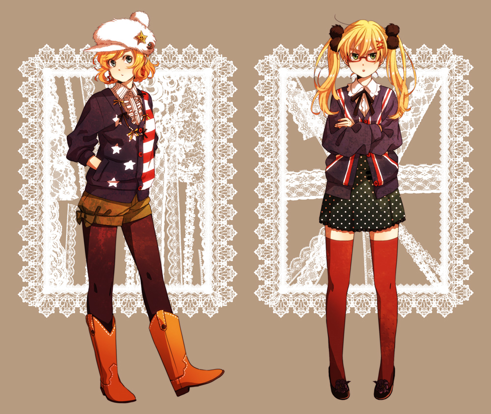 ahoge, america_(hetalia), american_flag, axis_powers_hetalia, blonde_hair, blue_eyes, boots, circus66
