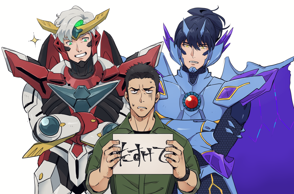 3boys, ao_isami, black_eyes, black_hair, blonde_hair, bravern, bravern_(cosplay), character_request
