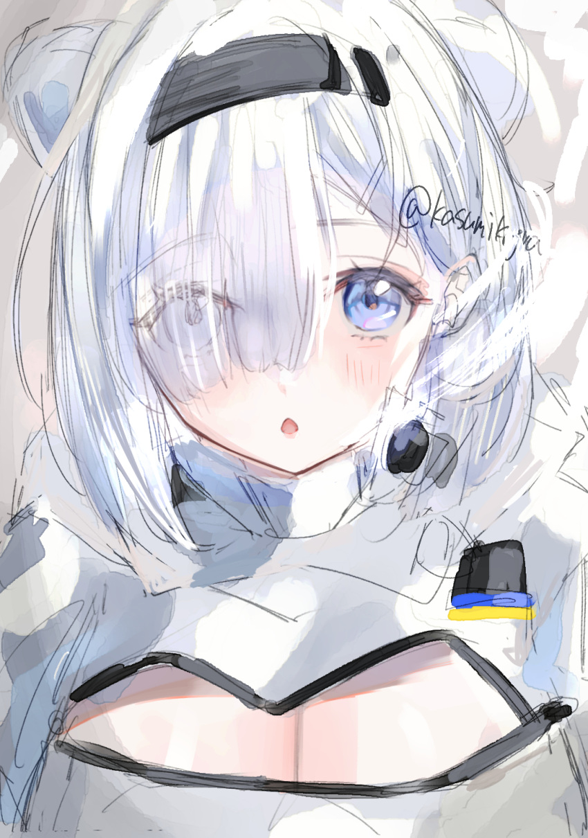 1girl, animal_ears, arknights, aurora_(arknights), bear_ears, bear_girl, blue_eyes, highres