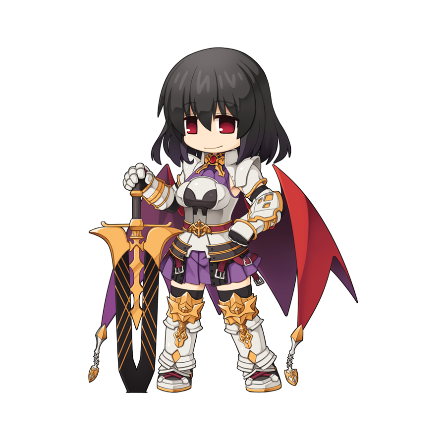1girl, armor, armored_boots, black_gloves, black_hair, black_thighhighs, boots, breastplate