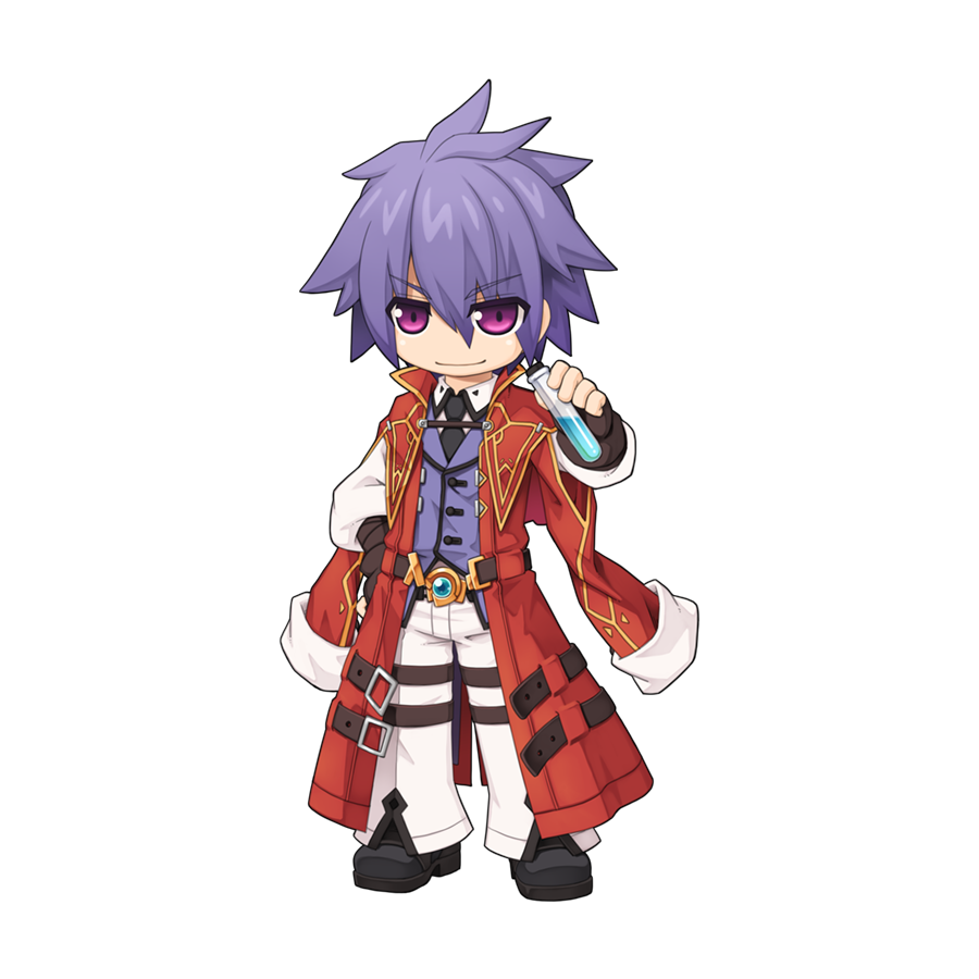 1boy, biolo_(ragnarok_online), black_footwear, black_gloves, black_necktie, chibi, closed_mouth, coat