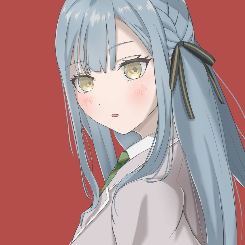 1girl, absurdres, bang_dream!, bang_dream!_it's_mygo!!!!!, beniyomogi, black_ribbon, blazer, blue_hair