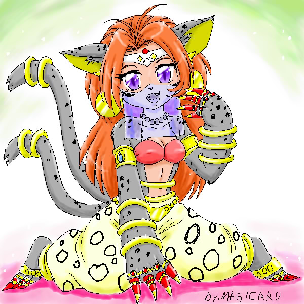 bastemon, bracelet, catgirl, digimon, digimon_xros_wars, earrings, female, jewelry, ring, solo