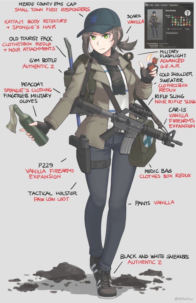 1girl, aimpoint, aimpoint_3000, annotated, bag, baseball_cap, black_footwear, black_hat
