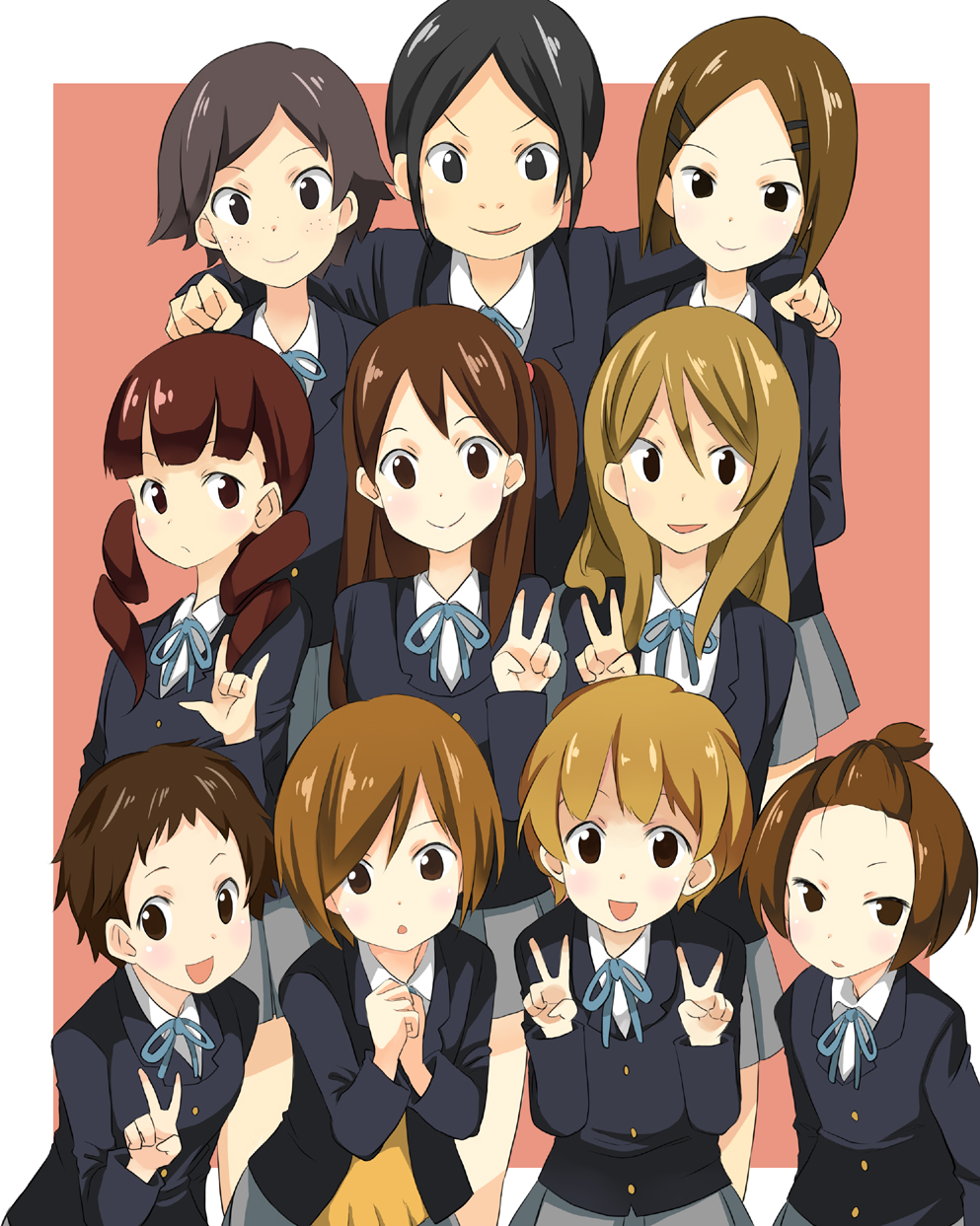 \n/, black_hair, blazer, brown_hair, character_request, extra, forehead, freckles