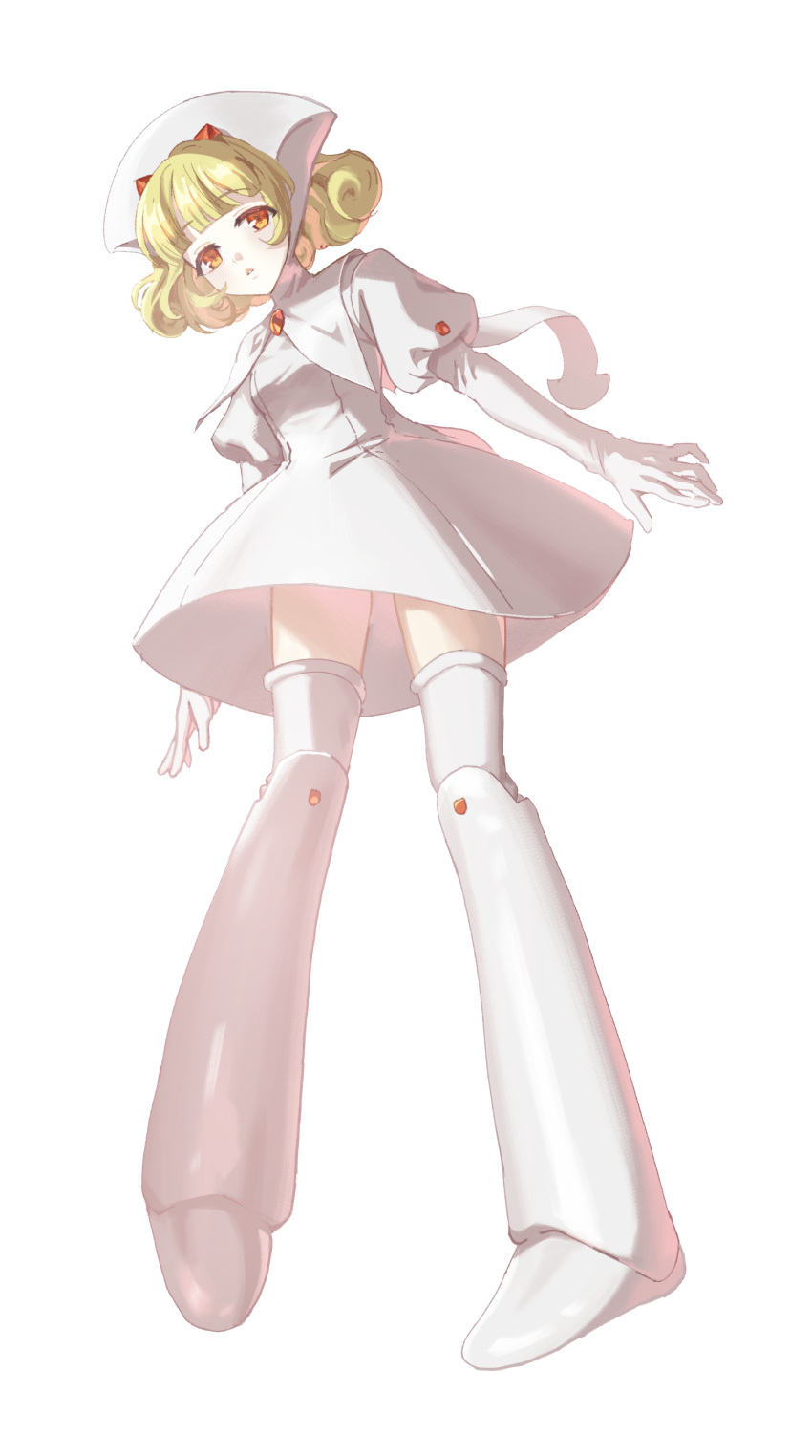 1girl, absurdres, angelic_layer, blanche_(angelic_layer), blonde_hair, blunt_bangs, capelet, dress
