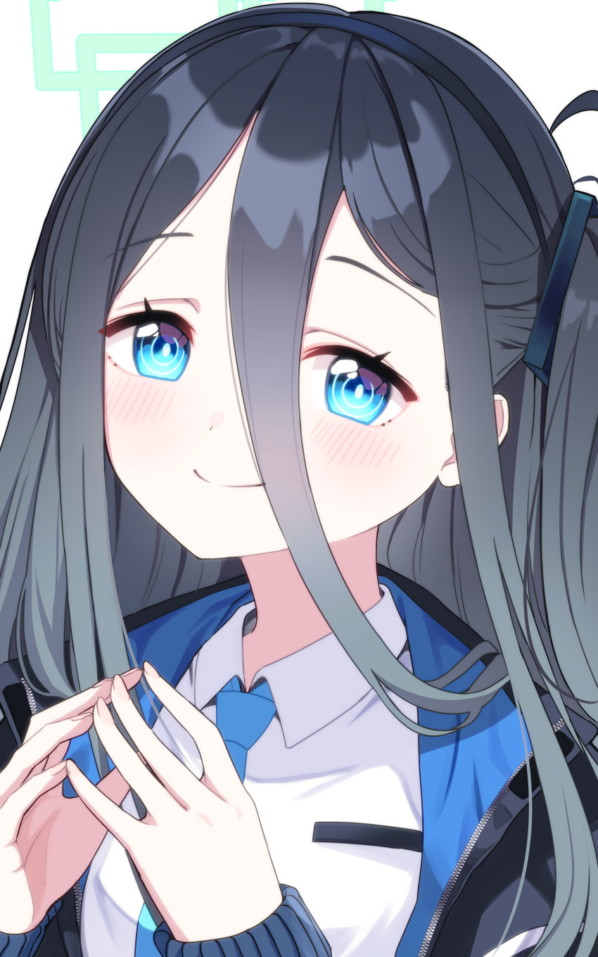 1girl, absurdly_long_hair, absurdres, aris_(blue_archive), black_hair, blue_archive, blue_eyes, blue_necktie