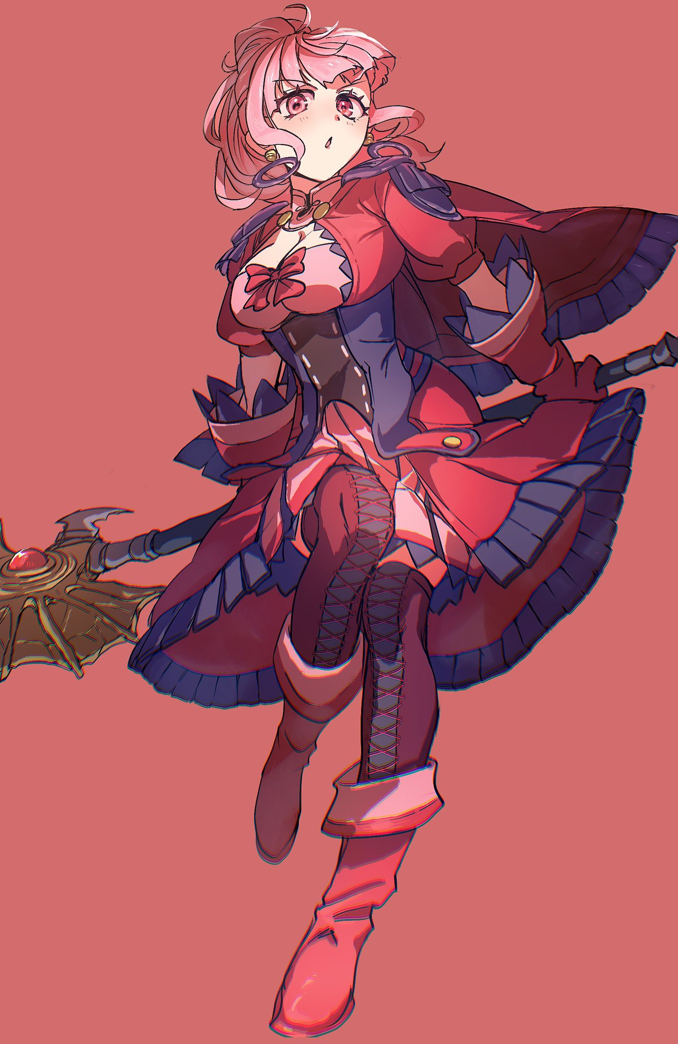 1girl, axe, blunt_bangs, breasts, by8k4, fire_emblem, fire_emblem:_three_houses, fire_emblem_warriors:_three_hopes