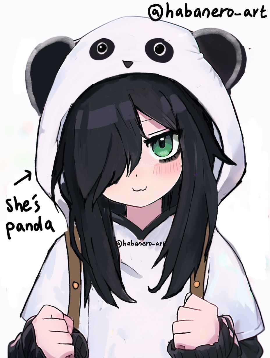 1girl, :3, animal_hood, bags_under_eyes, blush, closed_mouth, commentary, cosplay