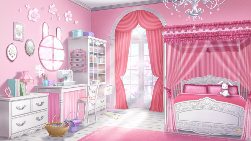 azuma_hatori, balcony, basket, bed, blanket, book, box, cabinet