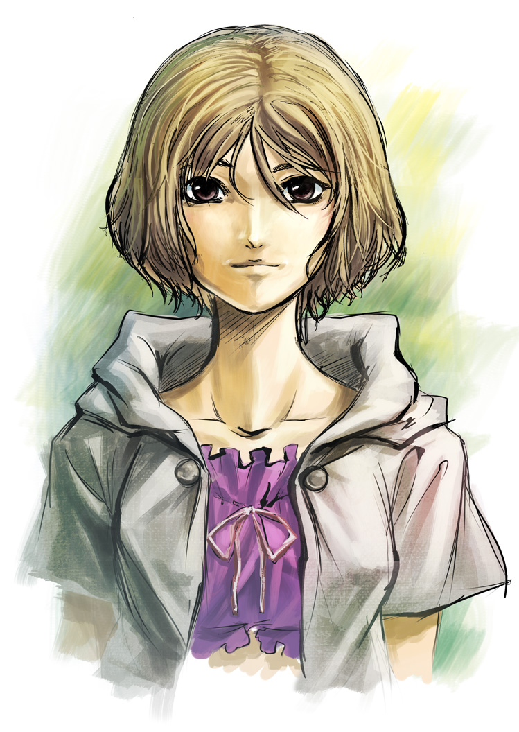 brown_hair, collarbone, hooded_jacket, hoodie, mamoru_mikokoro, original, short_hair, solo