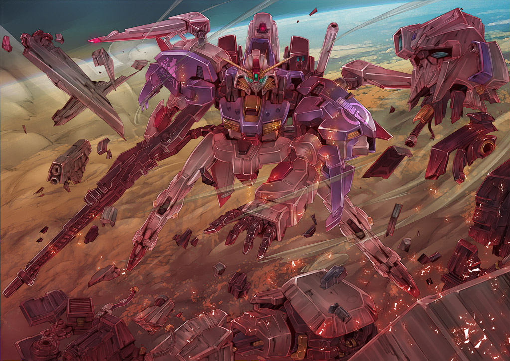 earth, ex-s_gundam, g.haruka, gundam, gundam_sentinel, mecha, no_humans, s_gundam