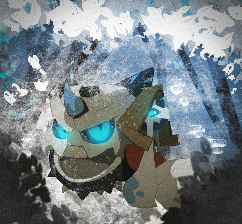 absurdres, back_bow, blue_background, blue_eyes, blurry, blurry_foreground, bow, clothed_pokemon