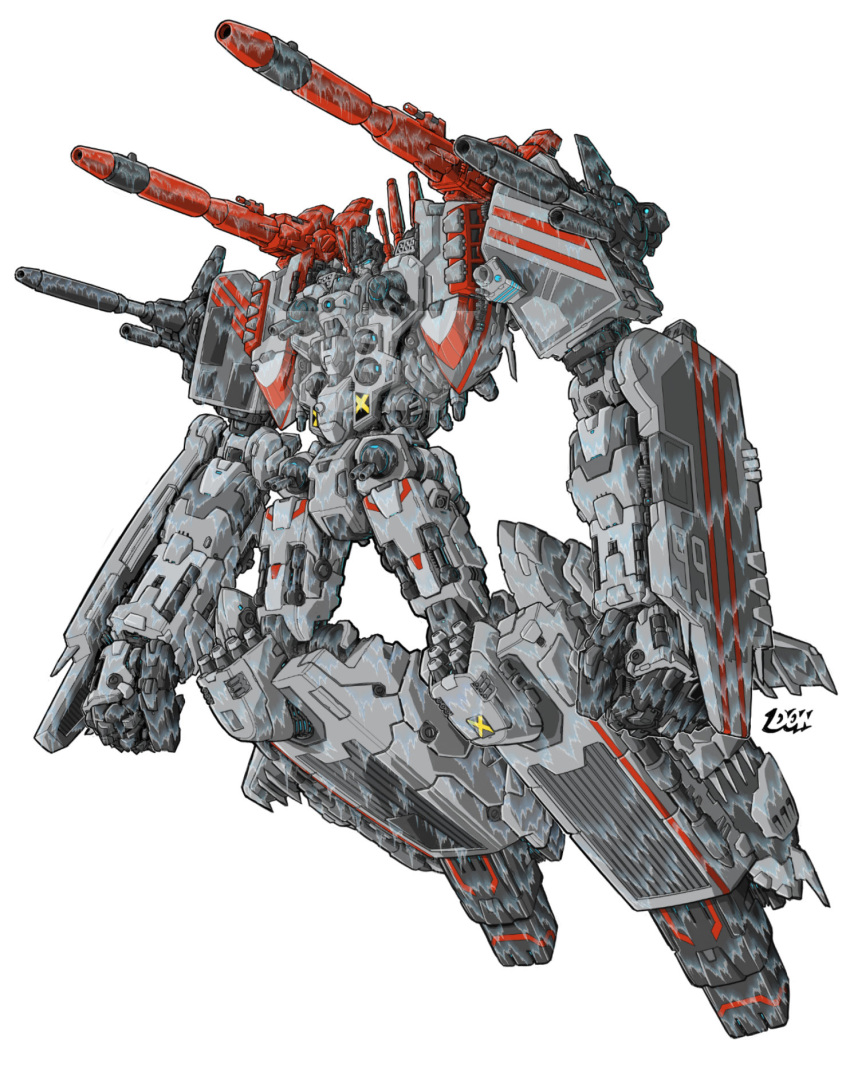 autobot, blue_eyes, clenched_hands, don_allan_figueroa, highres, looking_down, mecha, mecha_focus, metroplex, no_humans, redesign, robot, science_fiction, shoulder_cannon, transformers, white_background