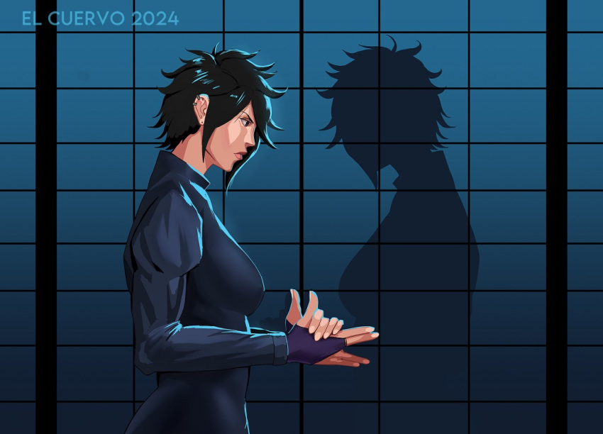 black_hair, el_cuervo, fushiguro_megumi, genderswap, genderswap_(mtf), jujutsu_kaisen, pixie_cut, shadow