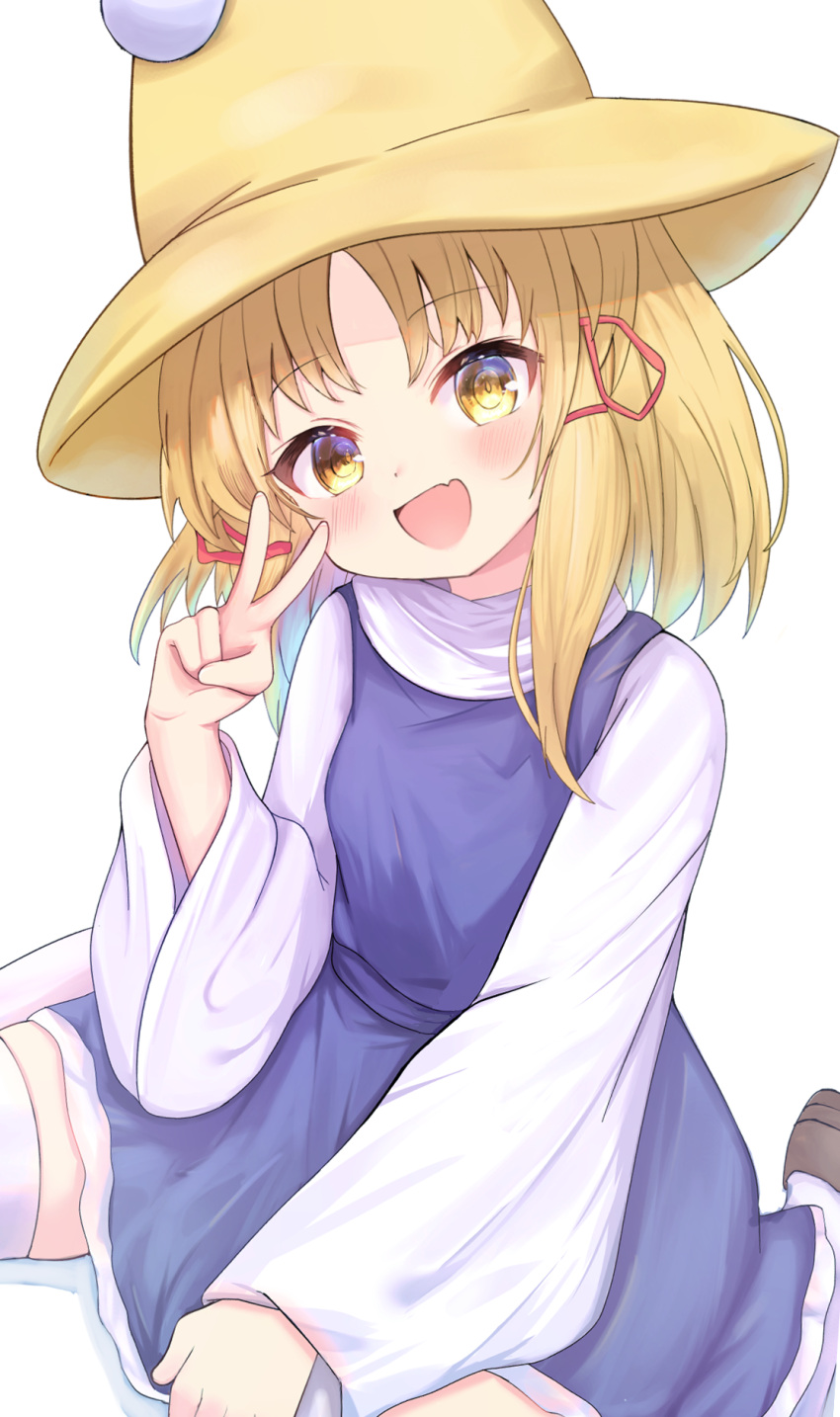 1girl, blonde_hair, blush, dress, hair_ornament, hairclip, hat, highres