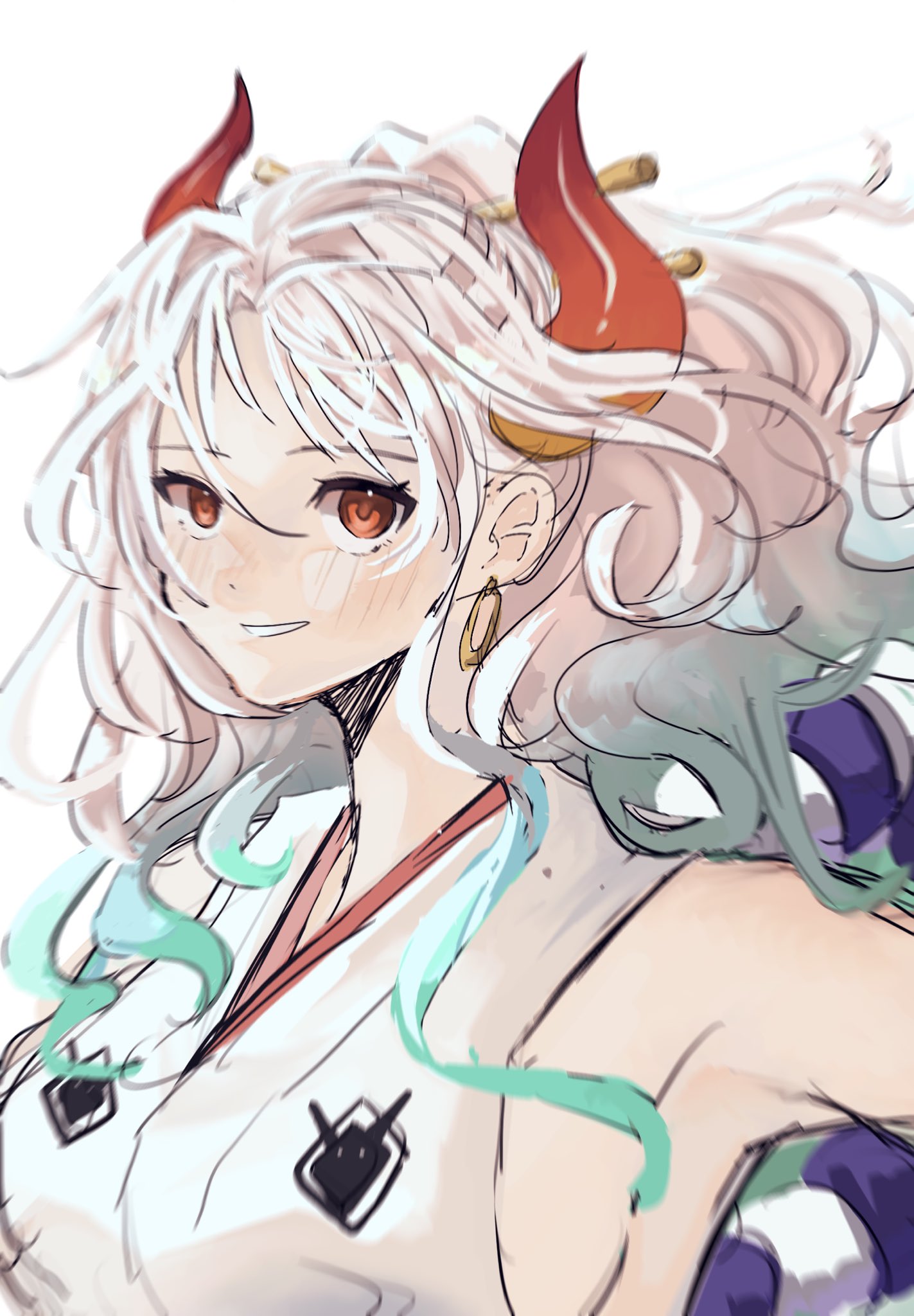 1girl, aqua_hair, breasts, close-up, commentary_request, earrings, hair_ornament, highres