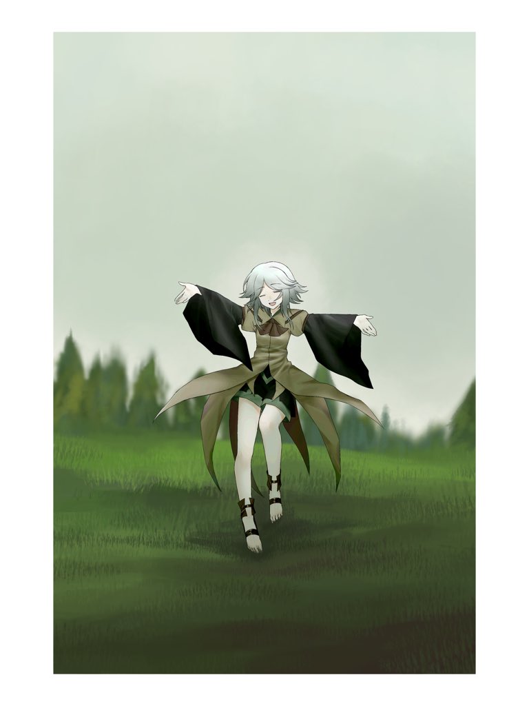 1other, androgynous, ascot, brown_ascot, brown_coat, closed_eyes, clouds, cloudy_sky