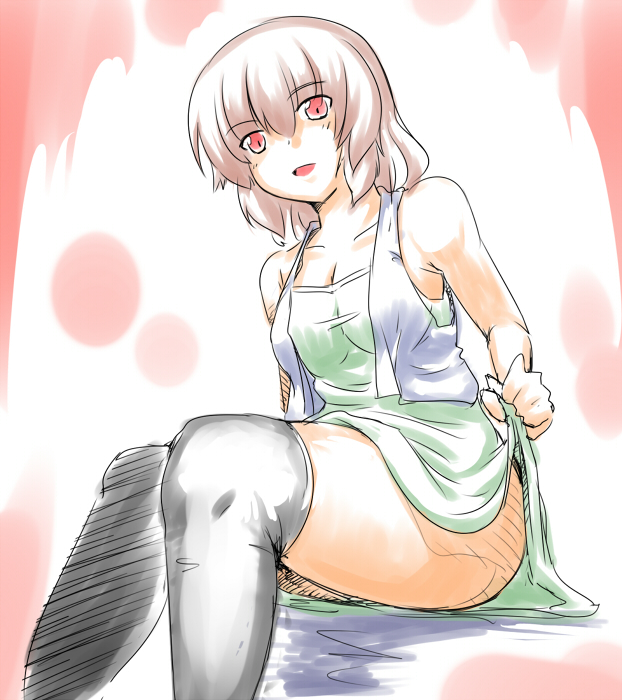 brown_hair, red_eyes, skirt, skirt_lift, suetsuki, suetsuki_nagomu, thigh-highs, thighhighs