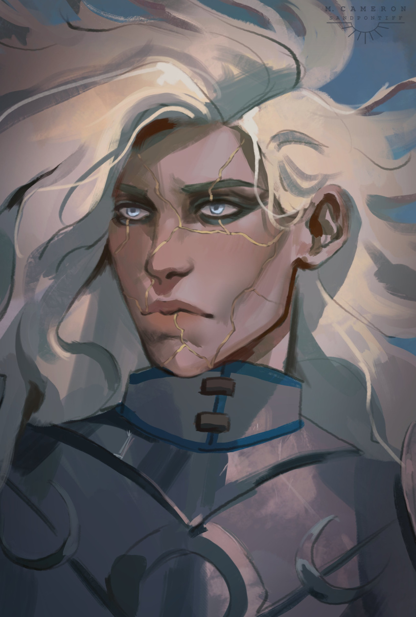 1girl, absurdres, angel, armor, baldur's_gate, baldur's_gate_3, blonde_hair, blue_eyes