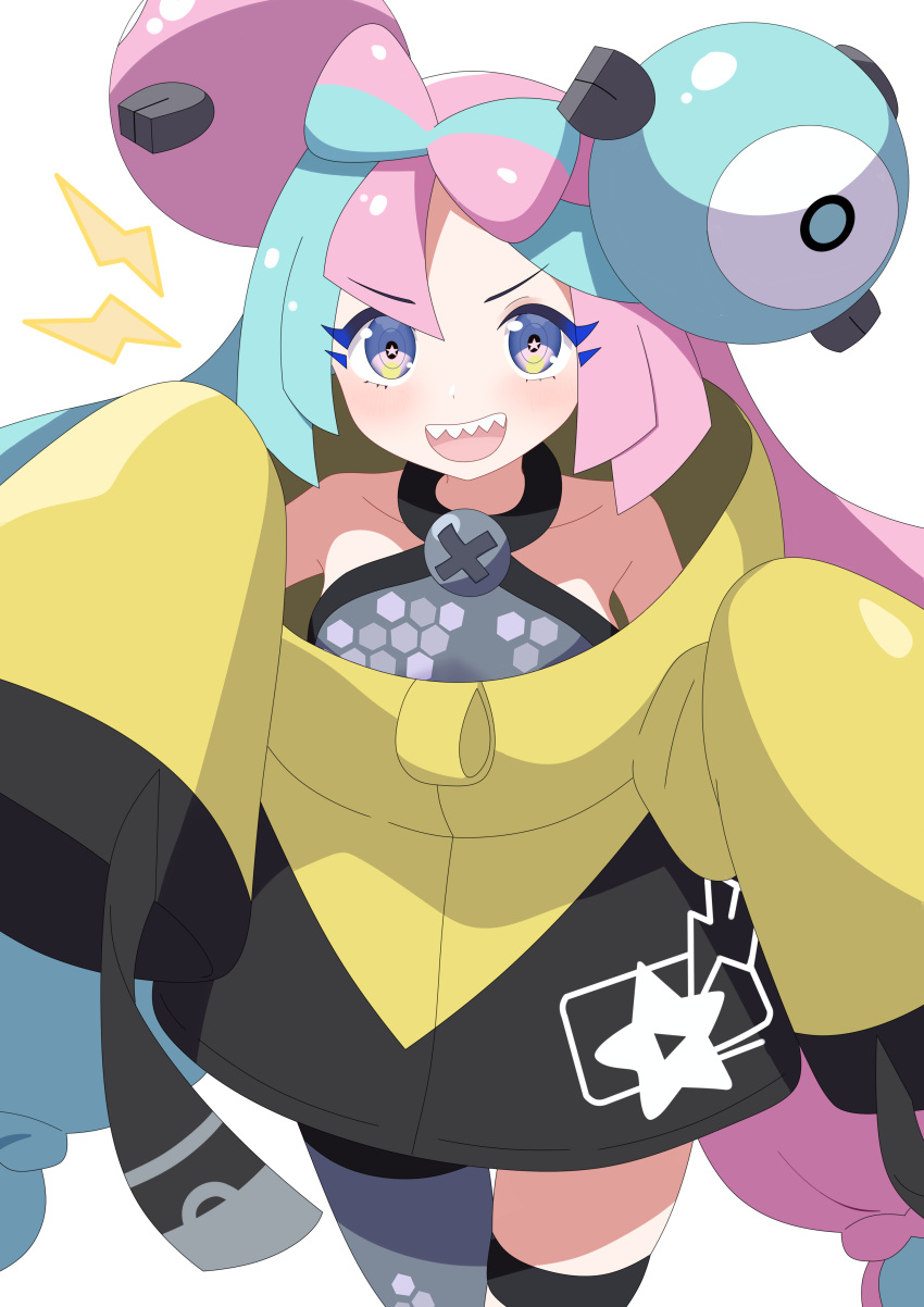 1girl, :d, absurdres, baozi_9527, blush, bow-shaped_hair, character_hair_ornament, collarbone