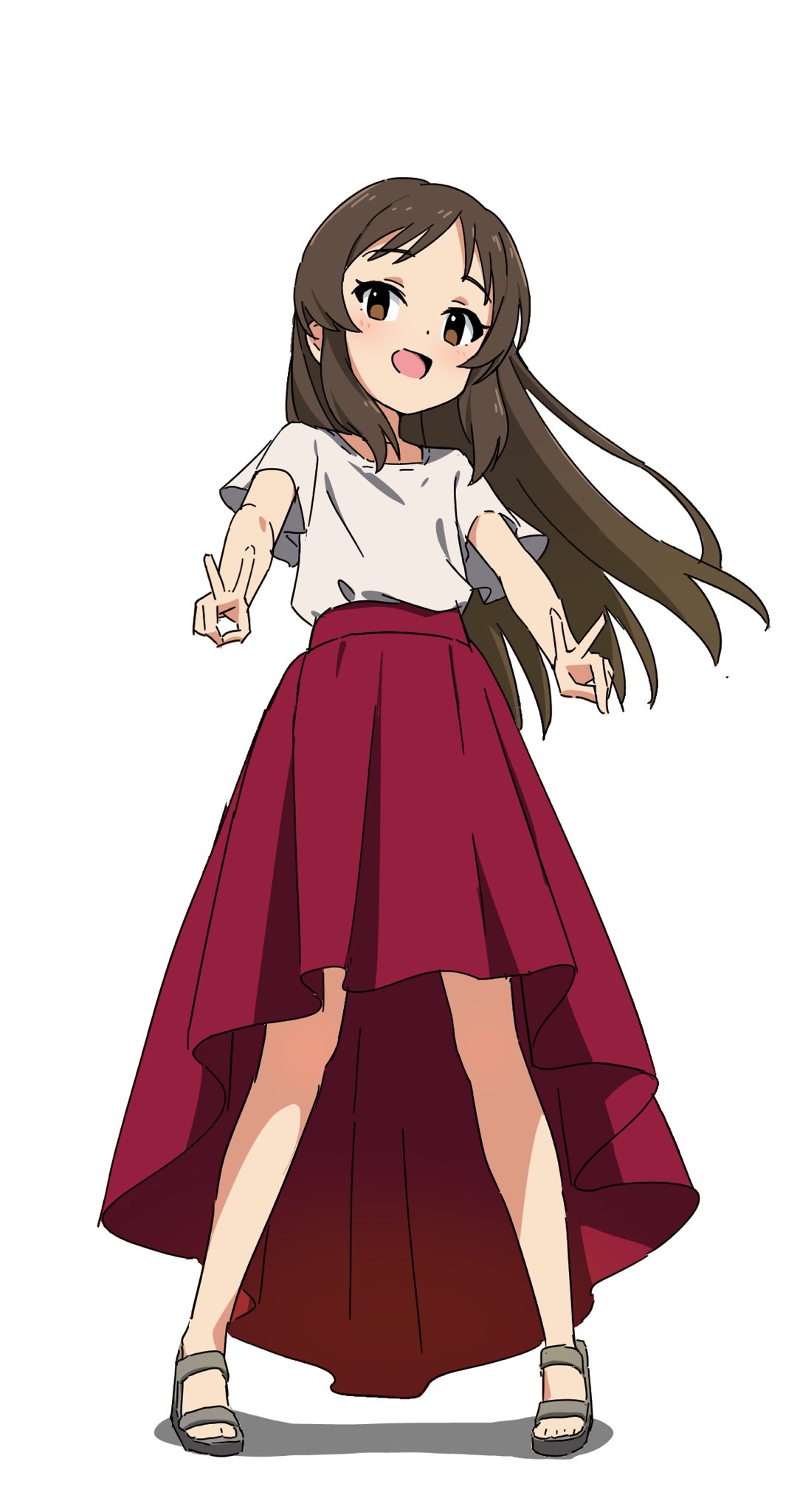 1girl, brown_eyes, brown_hair, dress, flat_chest, highres, idolmaster, idolmaster_cinderella_girls
