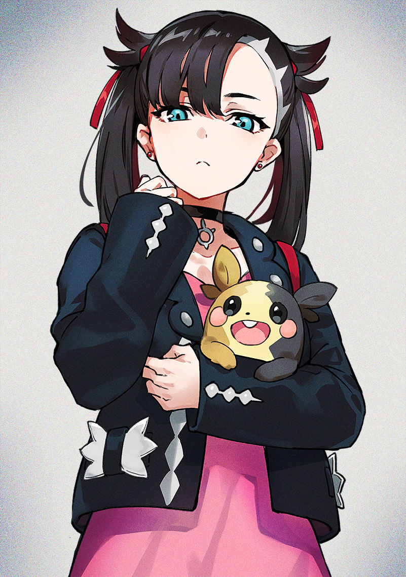 1girl, animal_hug, arisaka_ako, asymmetrical_bangs, asymmetrical_hair, backpack, bag, black_choker