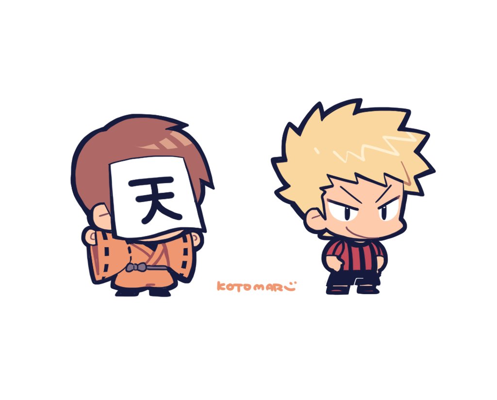2boys, black_shorts, blonde_hair, brown_hair, chibi, chibi_only, closed_mouth, full_body