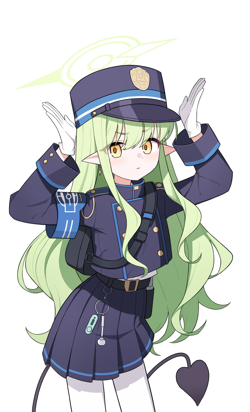 1girl, absurdres, belt, black_belt, black_hat, black_jacket, black_skirt, black_tail