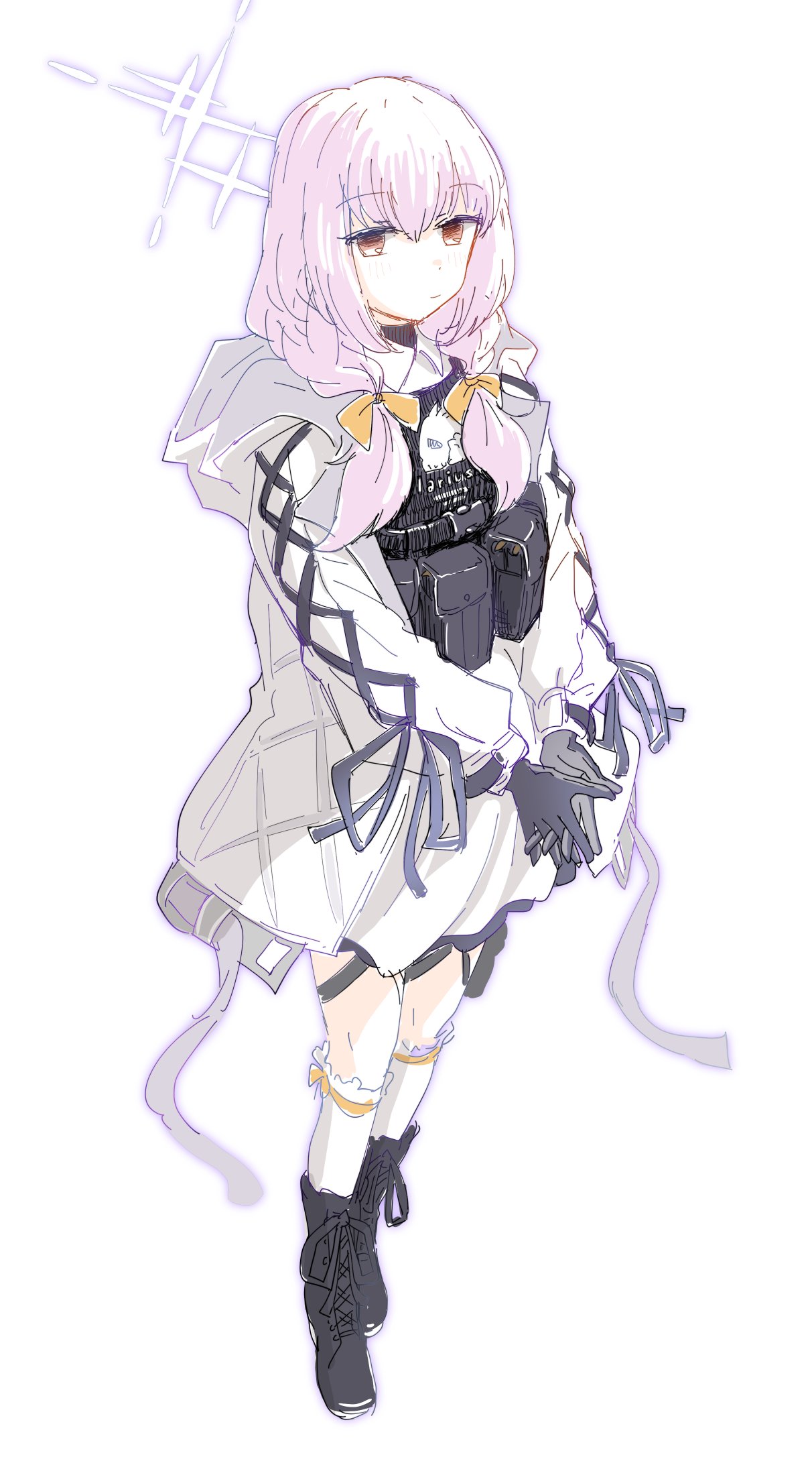 1girl, atsuko_(blue_archive), black_gloves, blue_archive, blush, boots, braid, bulletproof_vest