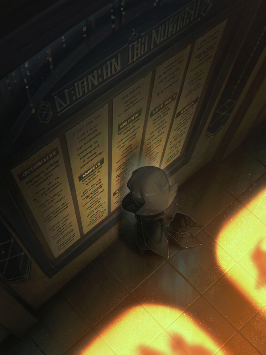 1girl, 2others, absurdres, ambiguous_gender, crying, english_commentary, flail_witch_(porforever), from_behind