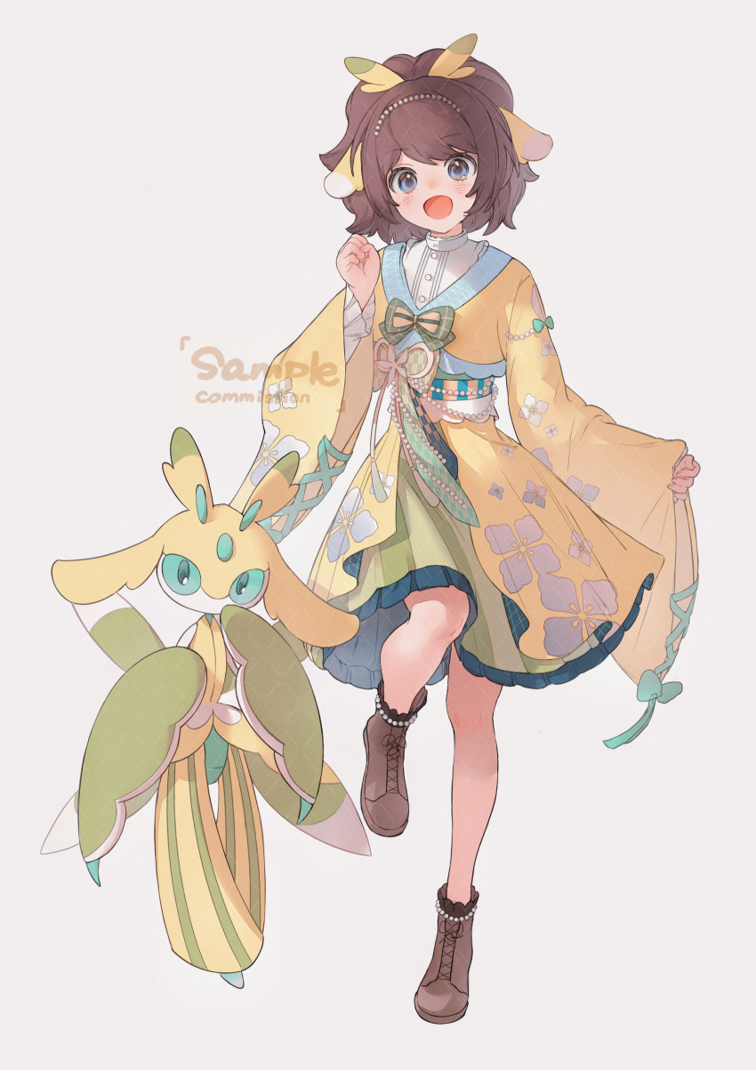 1girl, :d, absurdres, alternate_color, animal_ears, ankle_boots, blue_eyes, blue_sclera