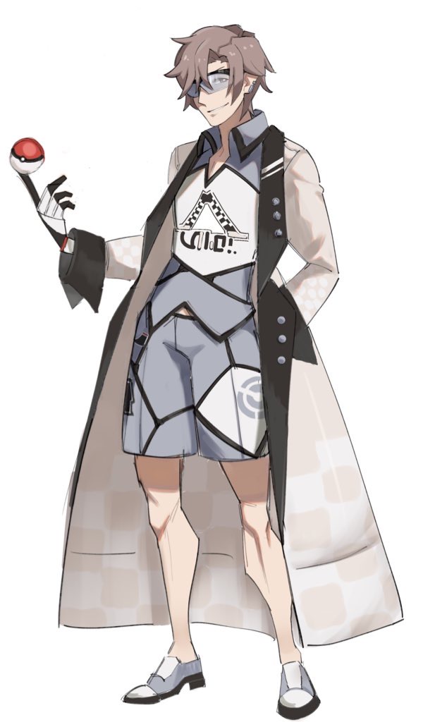 1boy, adapted_costume, balancing_on_finger, black_gloves, brown_coat, brown_hair, cevio, checkered_coat