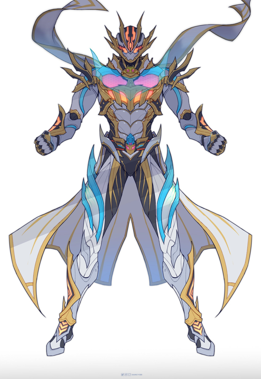 1boy, absurdres, alternate_costume, armor, bodysuit, bug, chemy, creature