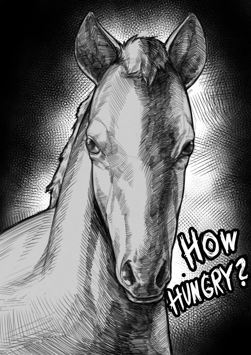 absurdres, animal, animal_ears, animal_focus, black_background, english_text, greyscale, hatching_(texture)