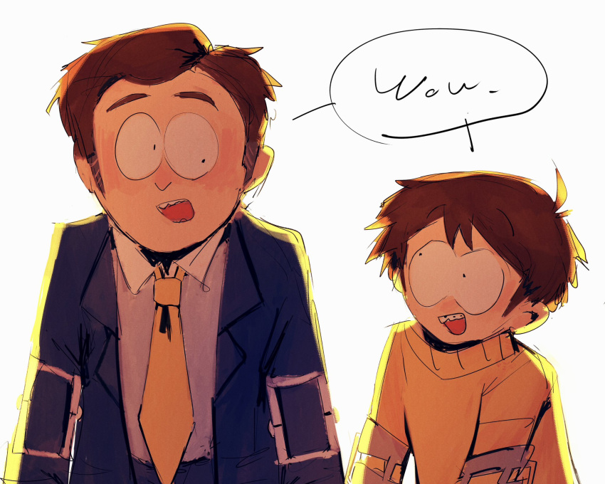 2boys, aged_up, braces, brown_hair, crutch, dual_persona, eturanyou, highres