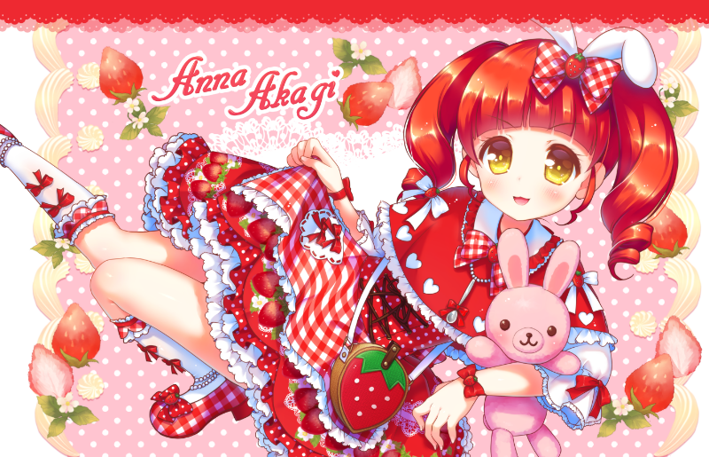1girl, :d, akagi_anna, bad_id, bad_pixiv_id, blunt_bangs, blush, bow