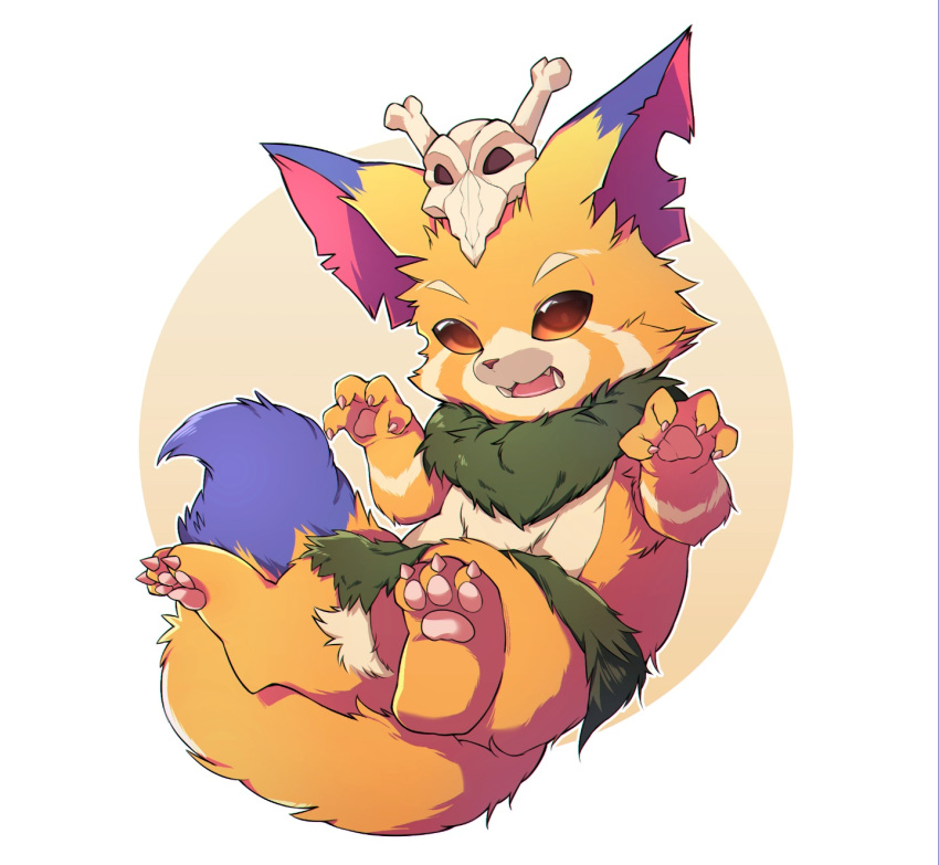 1boy, brown_eyes, claw_pose, claws, full_body, furry, furry_male, gnar_(league_of_legends)