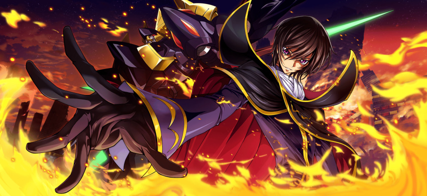 1boy, arm_at_side, artist_request, ascot, black_cape, black_gloves, black_hair, cape