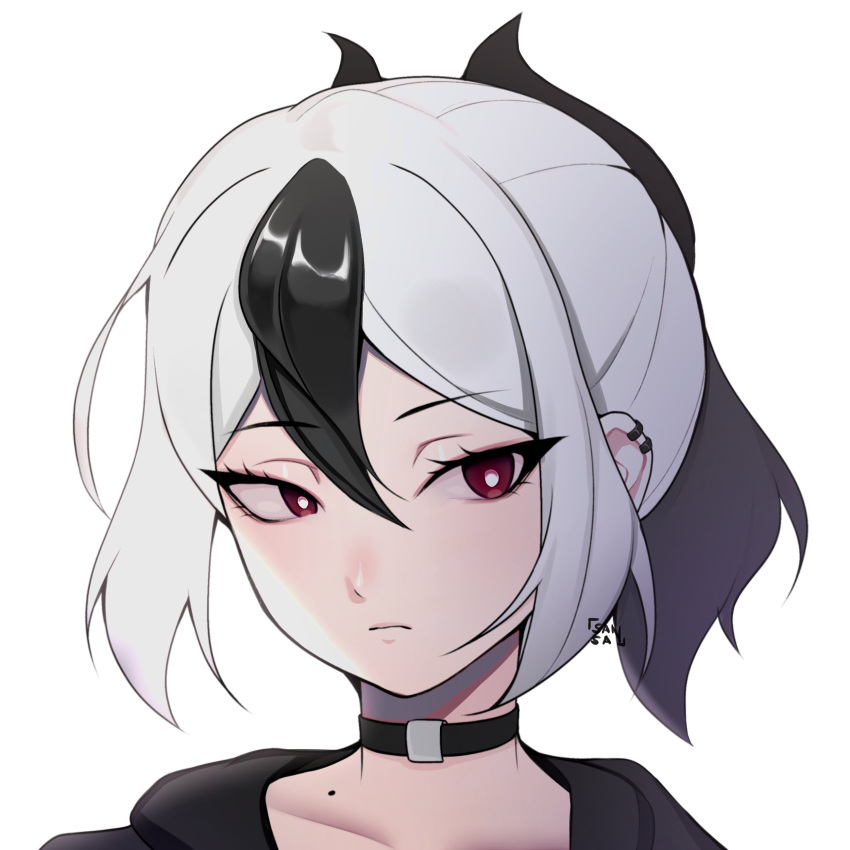 absurdres, blue_archive, chiisaisan, collar, ear_piercing, expressionless, headshot, highres
