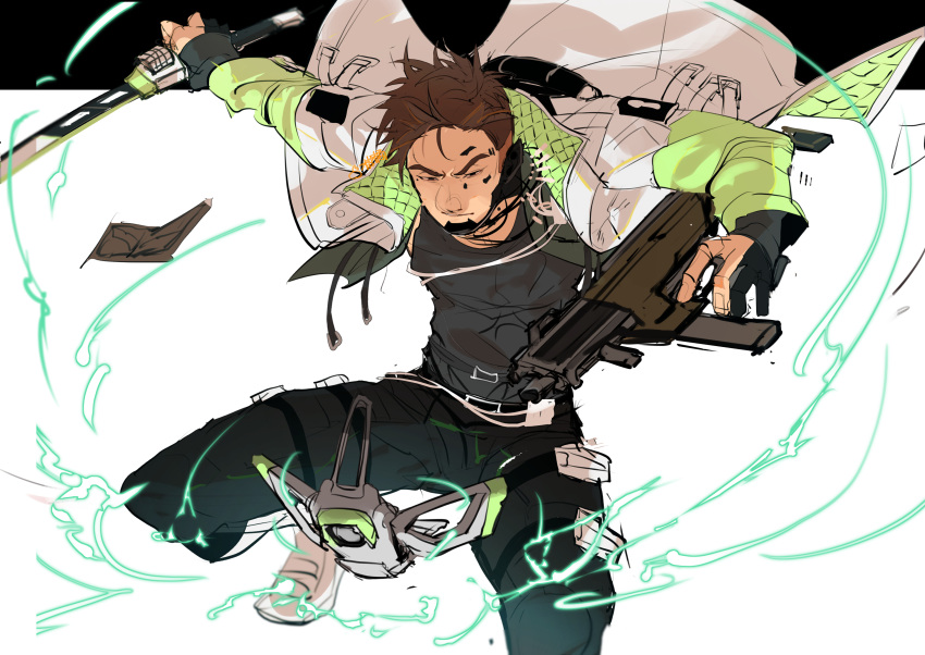 1boy, absurdres, animification, apex_legends, assan_(kagokamisan), biwon_blade, black_gloves, black_pants