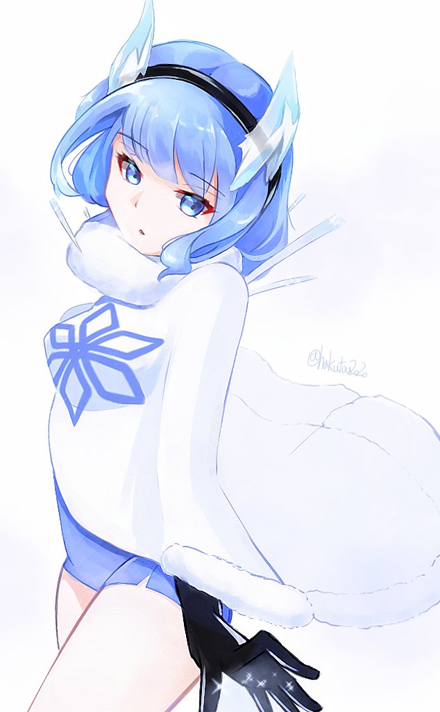 1girl, blue_hair, cape, capelet, character_costume, fire_emblem, fire_emblem_heroes, fur-trimmed_capelet