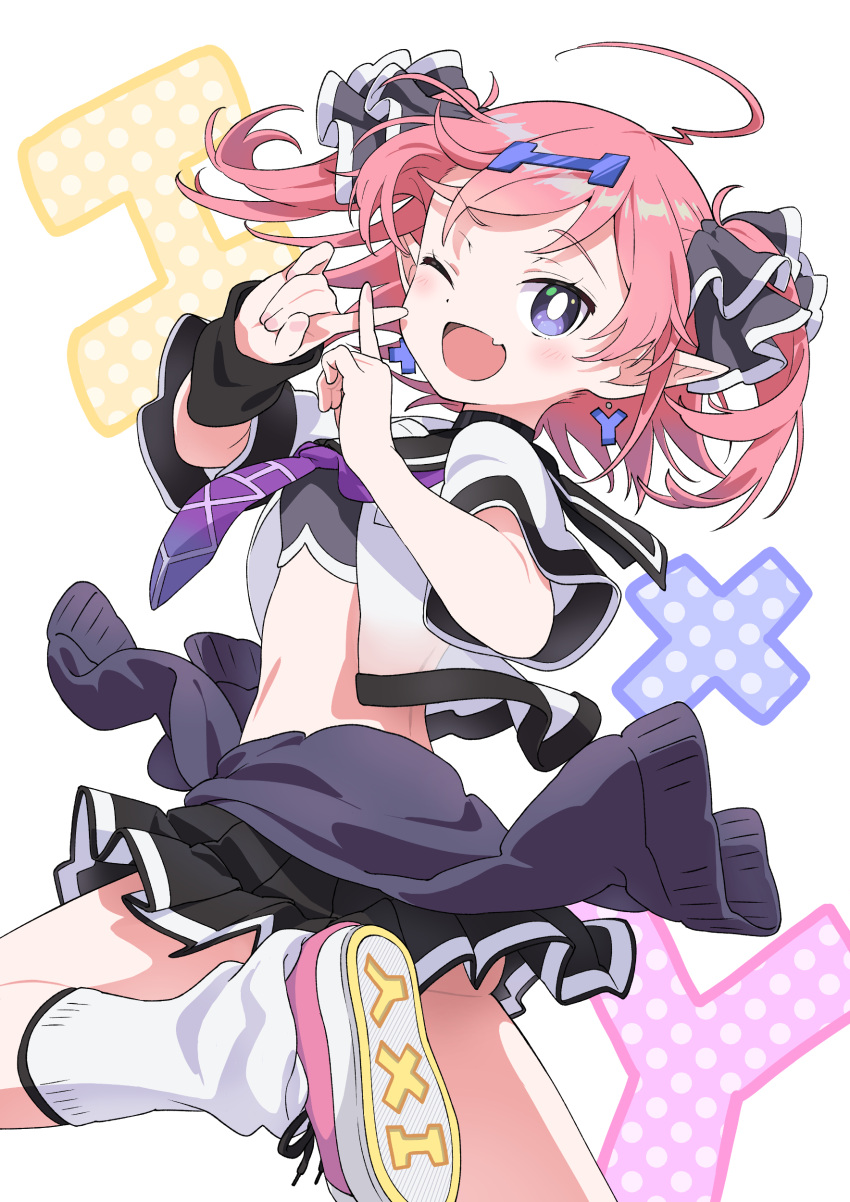 1girl, absurdres, ahoge, black_ribbon, black_sailor_collar, black_skirt, clothes_around_waist, commentary_request